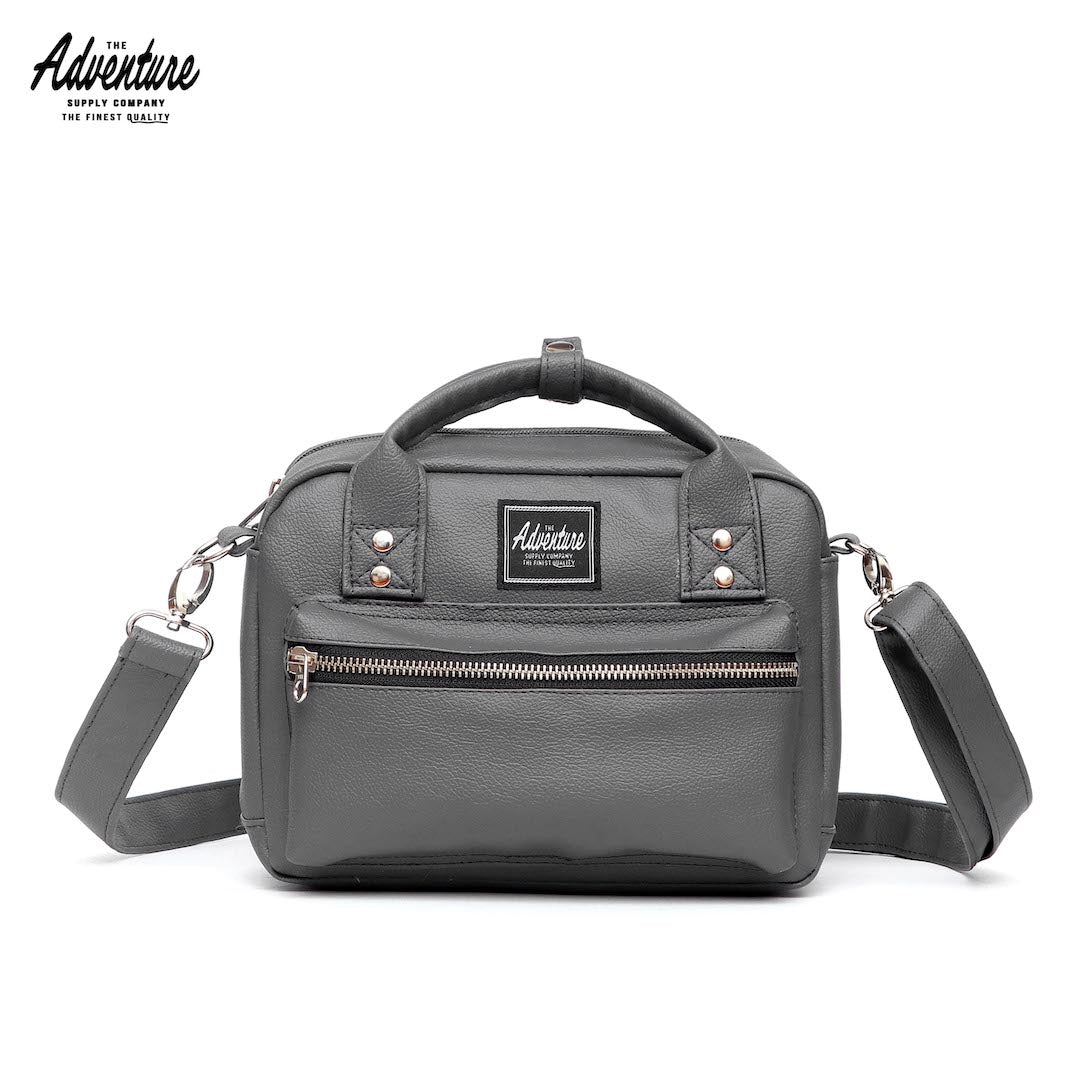 Faux Leather 2-Way Boston Bag